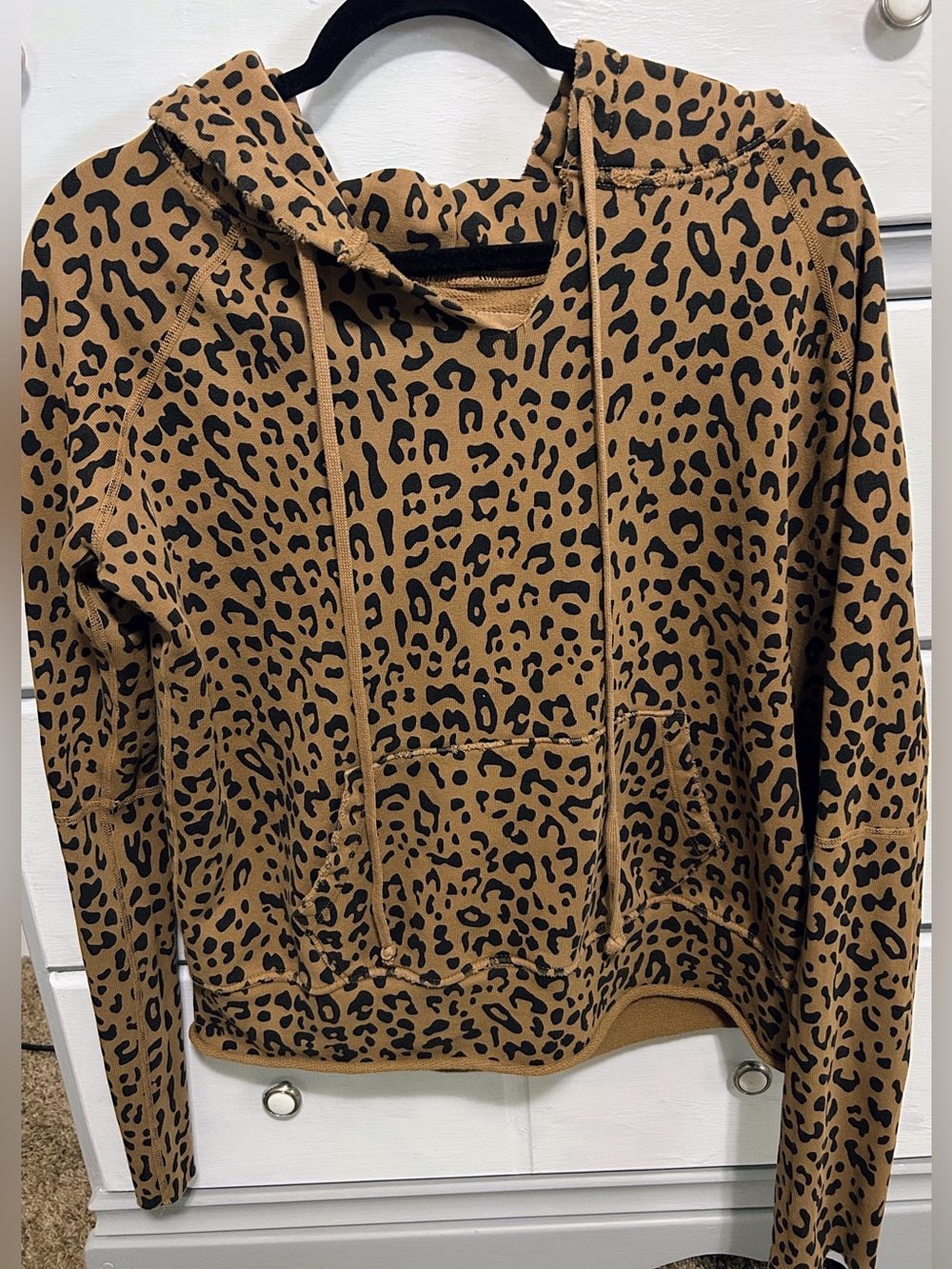 Women’s Nili Lotan Leopard Print Hooded Pullover Sweater Size Medium